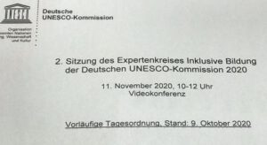 Tagesordnung zur Onlinesitzung 11.11.20 Inklusive Bildung